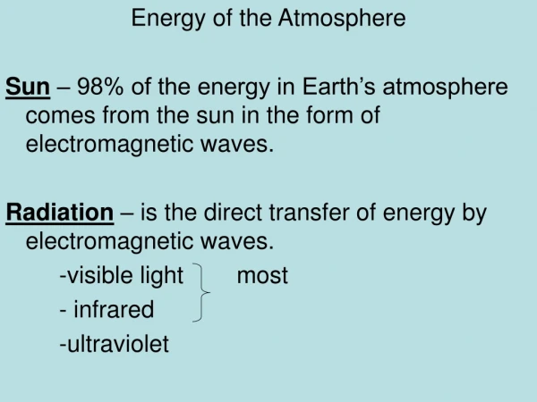 Energy of the Atmosphere
