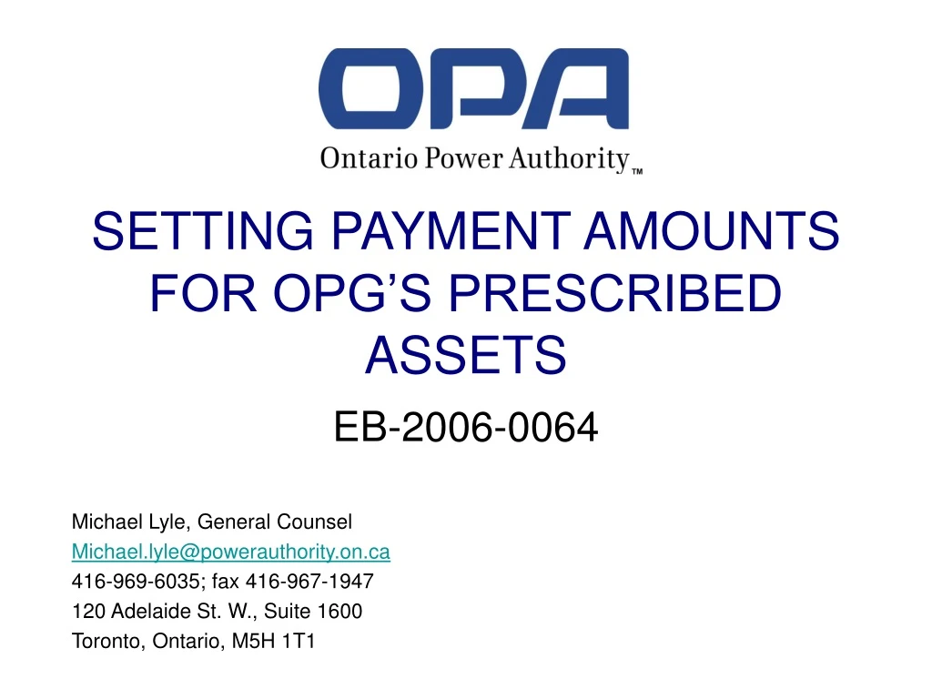 setting payment amounts for opg s prescribed assets