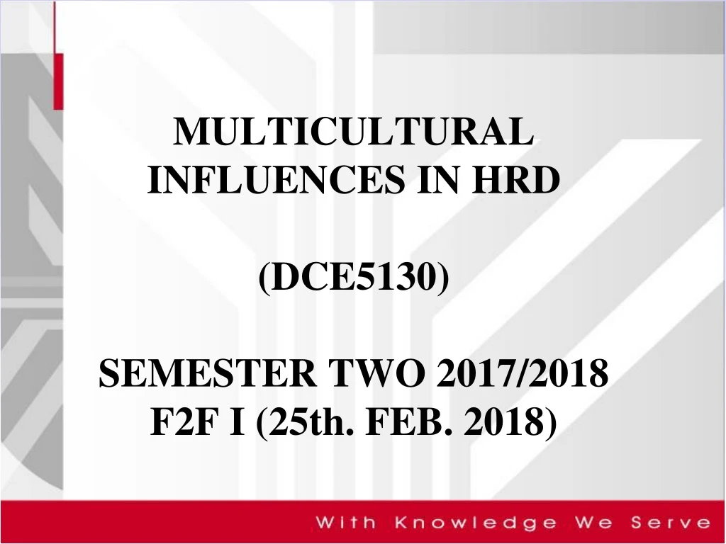 multicultural influences in hrd dce5130 semester two 2017 2018 f2f i 25th feb 2018