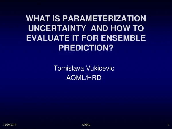 WHAT IS PARAMETERIZATION UNCERTAINTY  AND HOW TO EVALUATE IT FOR ENSEMBLE PREDICTION?