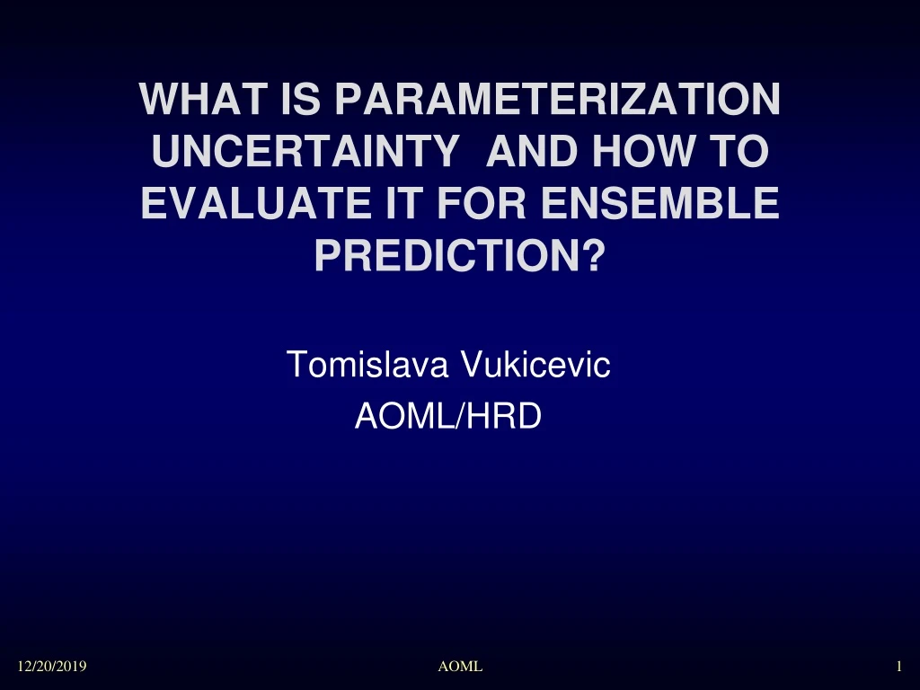 what is parameterization uncertainty and how to evaluate it for ensemble prediction