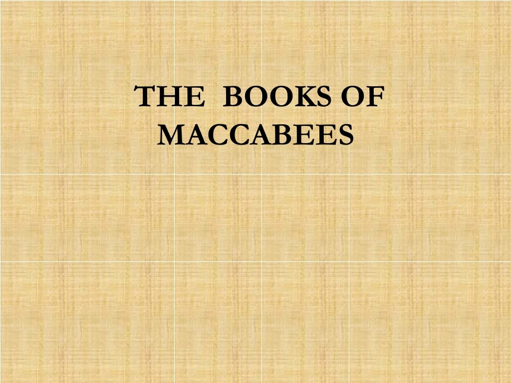 the books of maccabees