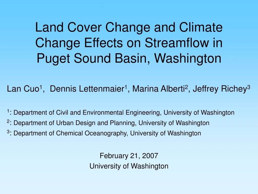 land cover change and climate change effects on streamflow in puget sound basin washington