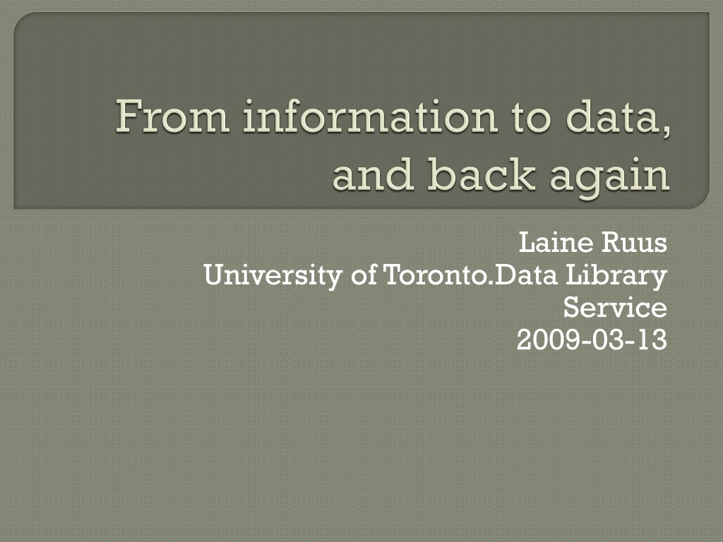 from information to data and back again