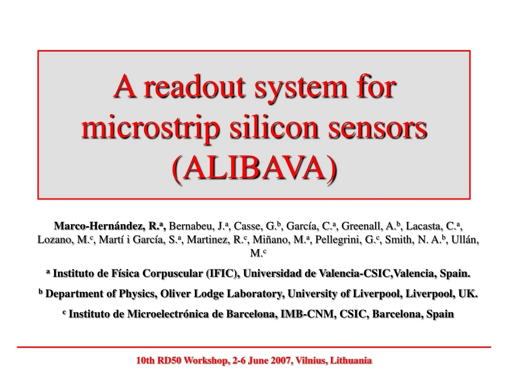 a readout system for microstrip silicon sensors alibava