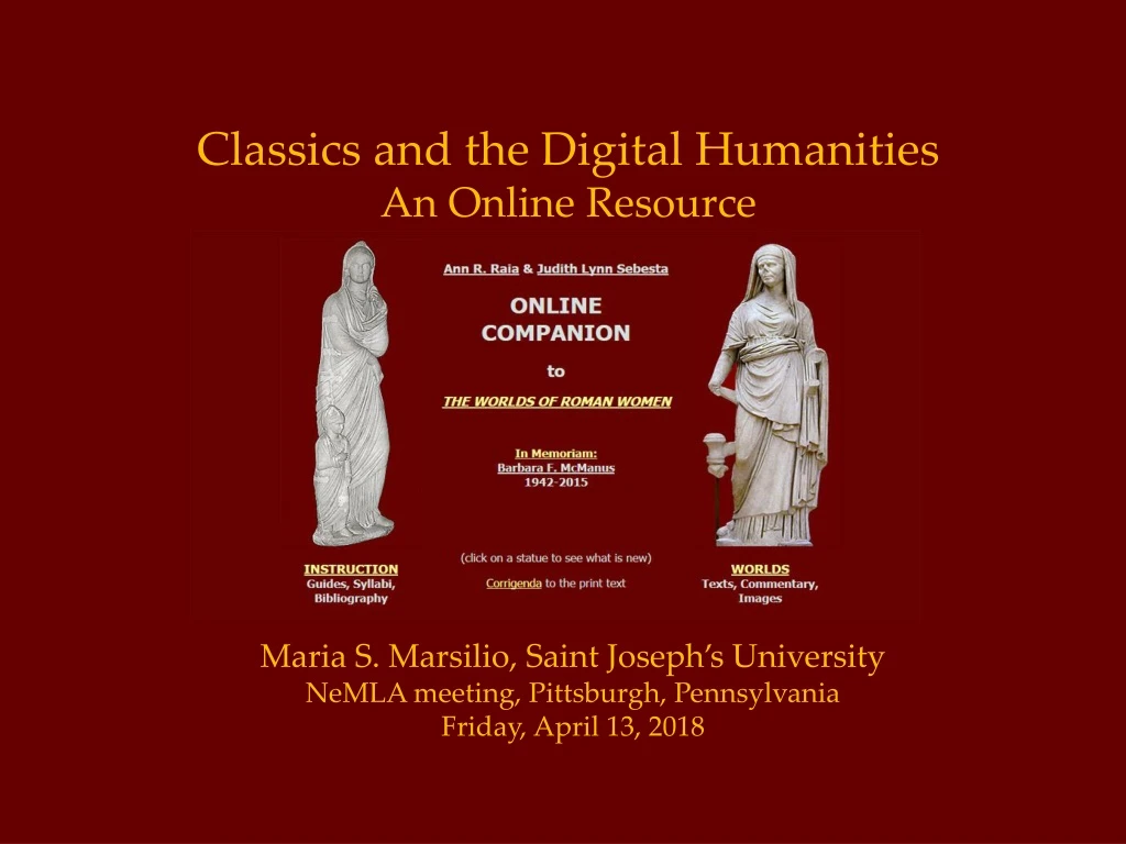 classics and the digital humanities an online