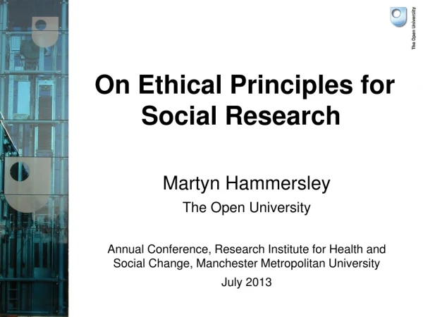 On Ethical Principles for Social Research