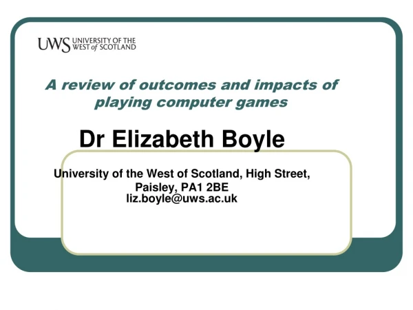 A review of outcomes and impacts of playing computer games