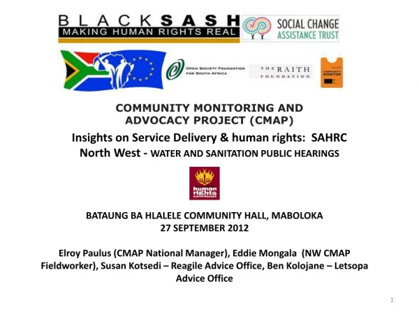 COMMUNITY MONITORING AND ADVOCACY PROJECT (CMAP)