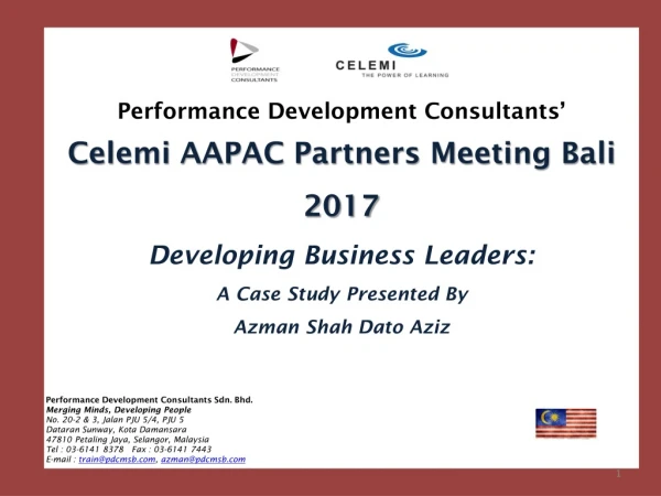 Performance Development Consultants’ Celemi AAPAC Partners Meeting Bali 2017