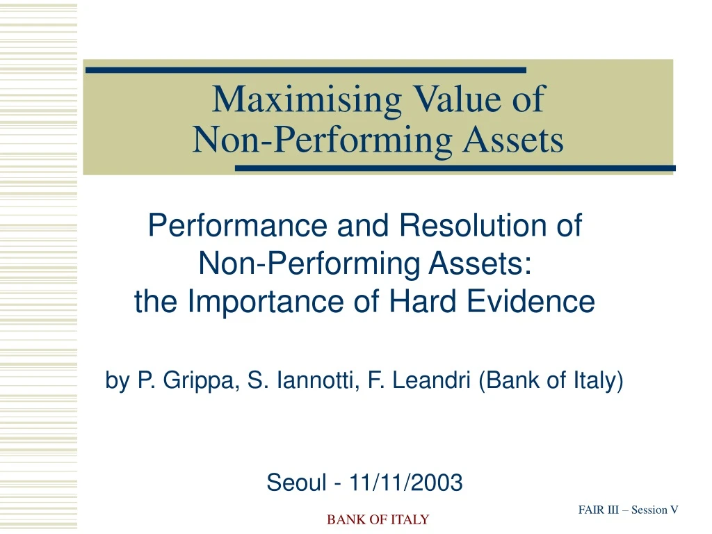 maximising value of non performing assets