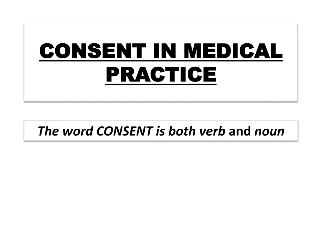 consent in medical practice