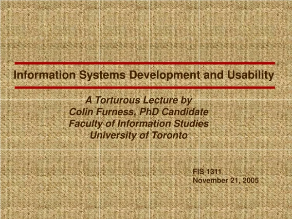 Information Systems Development and Usability
