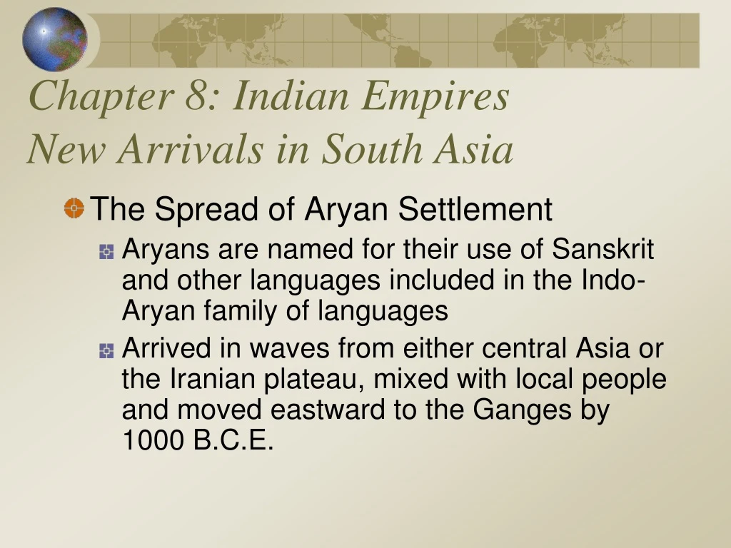 chapter 8 indian empires new arrivals in south asia