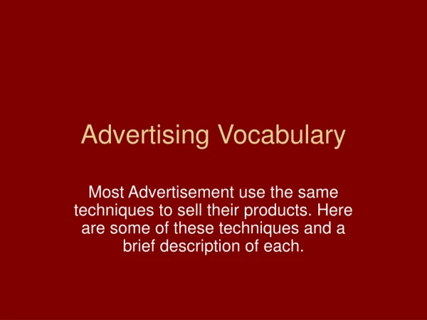 Advertising Vocabulary