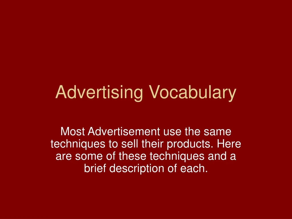 advertising vocabulary