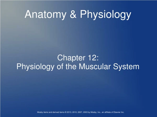 Chapter 12:  Physiology of the Muscular System