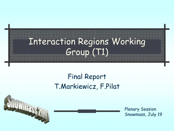 Interaction Regions Working  Group (T1)