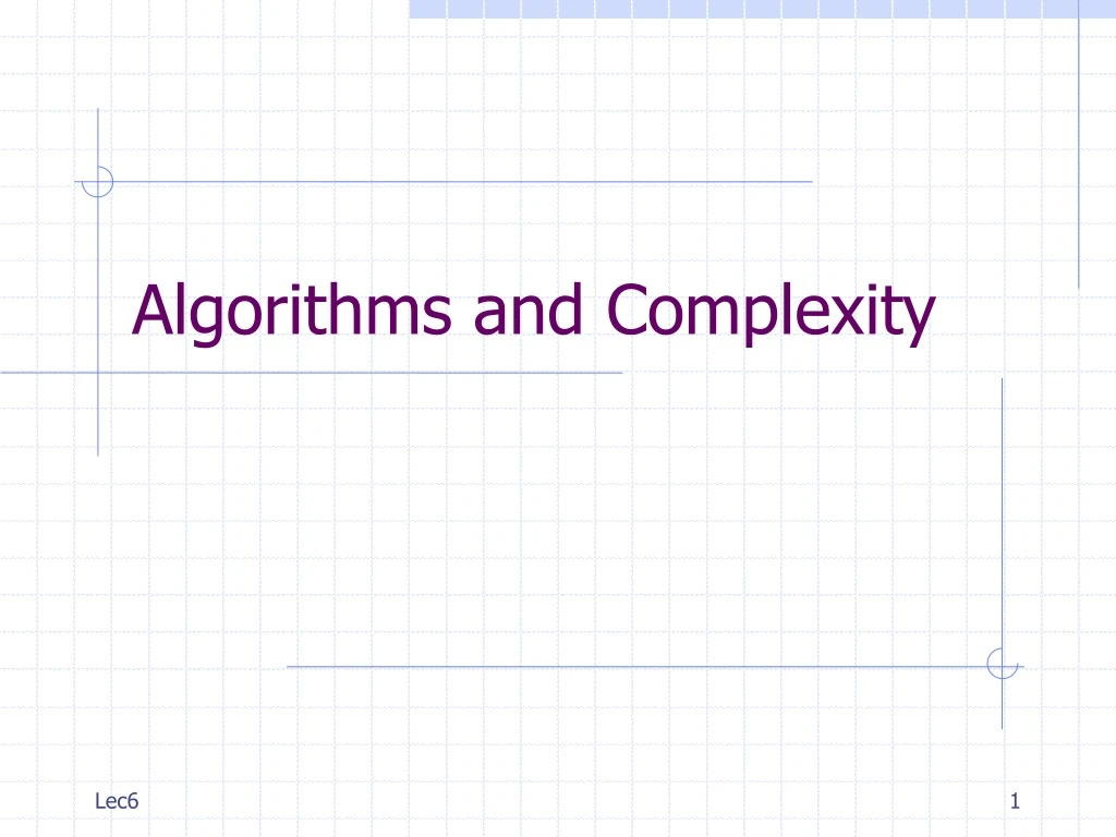 algorithms and complexity
