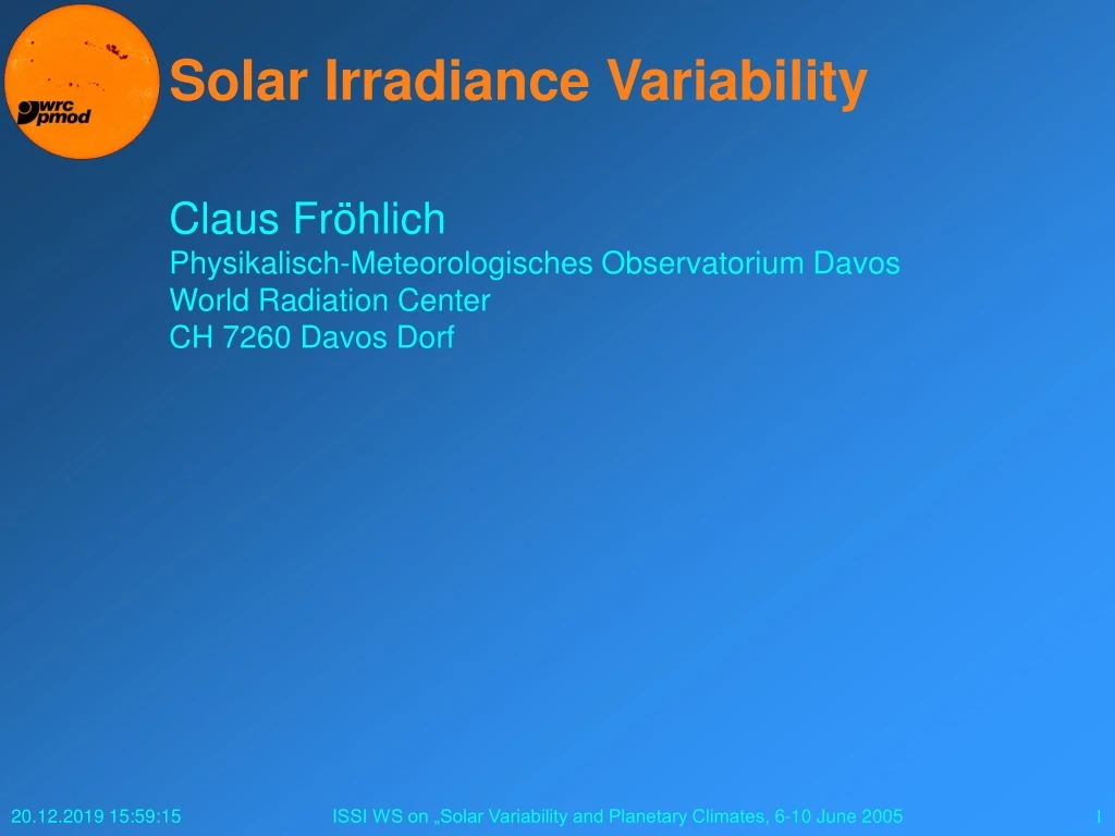 solar irradiance variability