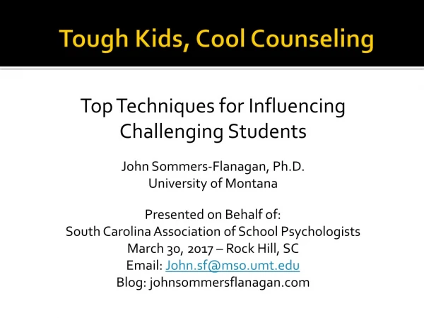 Tough Kids, Cool  Counseling