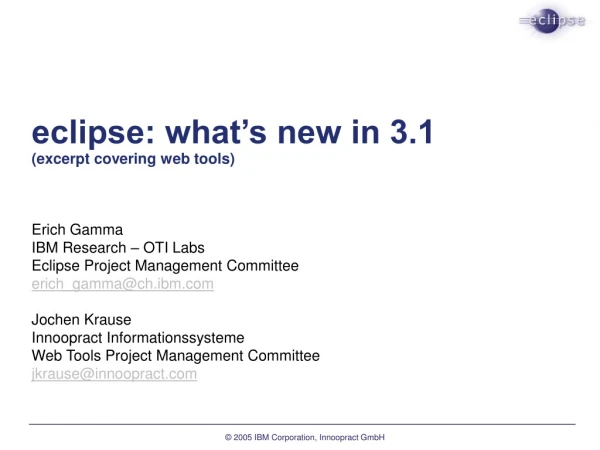 eclipse: what’s new in 3.1 (excerpt covering web tools)