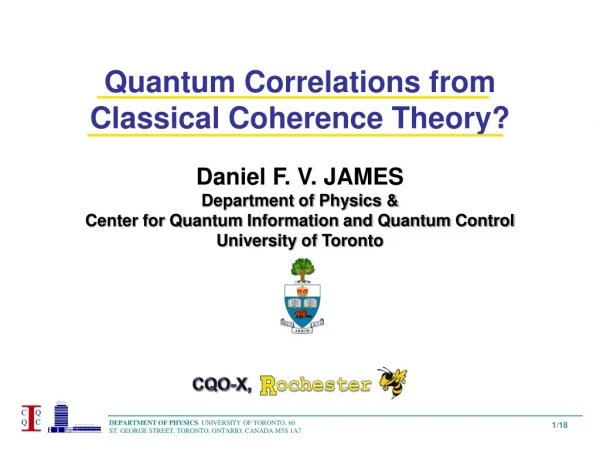 Quantum Correlations from Classical Coherence Theory?
