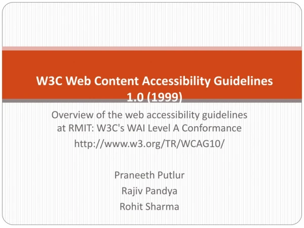 W3C Web Content Accessibility Guidelines 1.0 (1999)