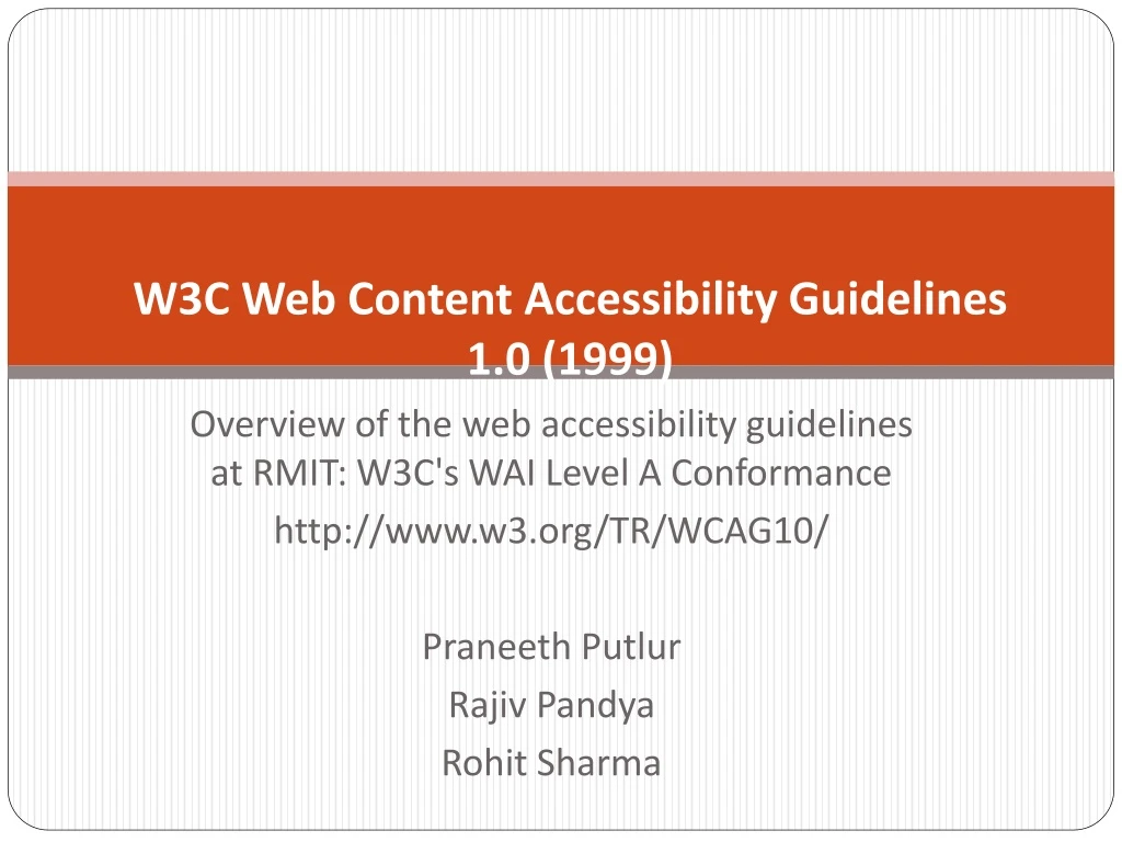 w3c web content accessibility guidelines 1 0 1999