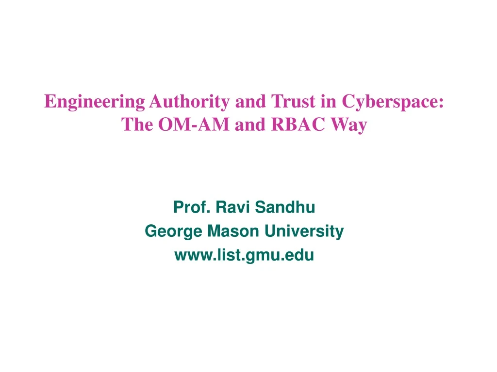 engineering authority and trust in cyberspace