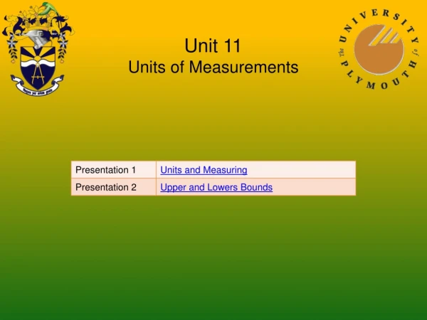 Unit 11 Units of Measurements