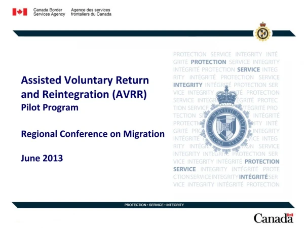 Assisted Voluntary Return and Reintegration (AVRR)  Pilot Program