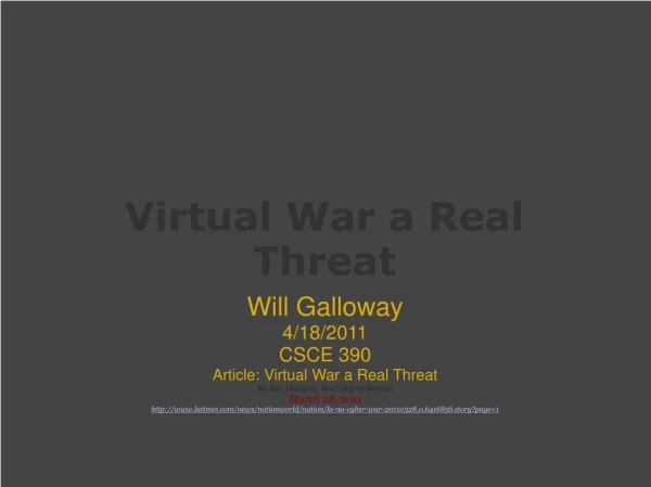 Virtual War a Real Threat