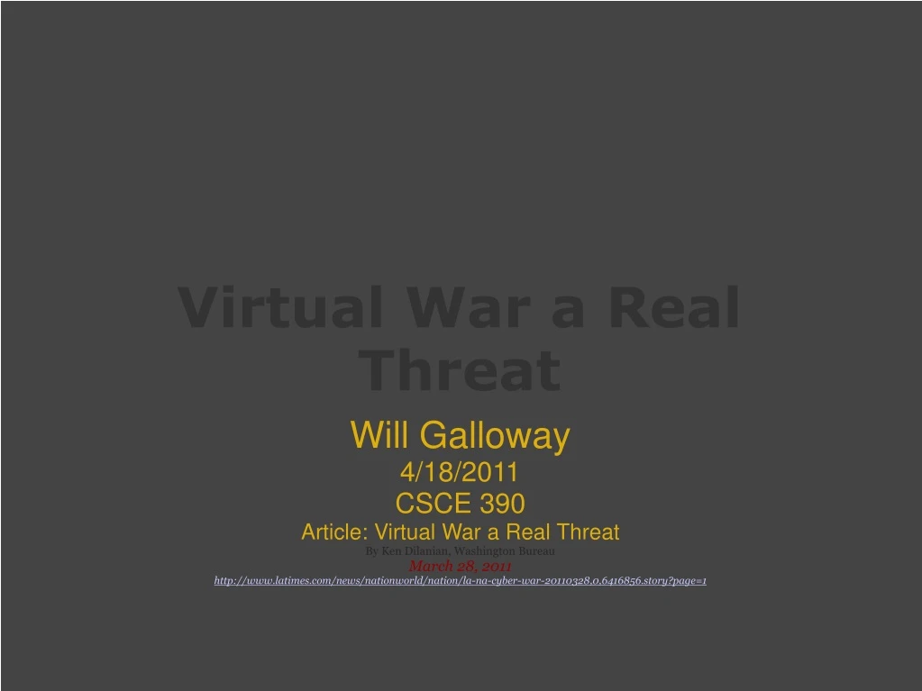 virtual war a real threat