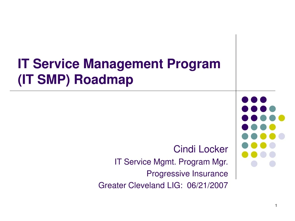 it service management program it smp roadmap
