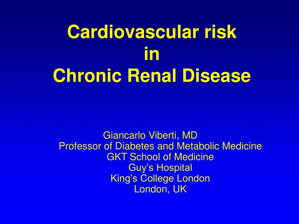 cardiovascular risk in chronic renal disease