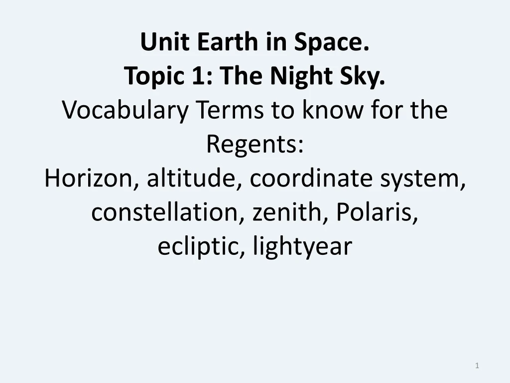 unit earth in space topic 1 the night