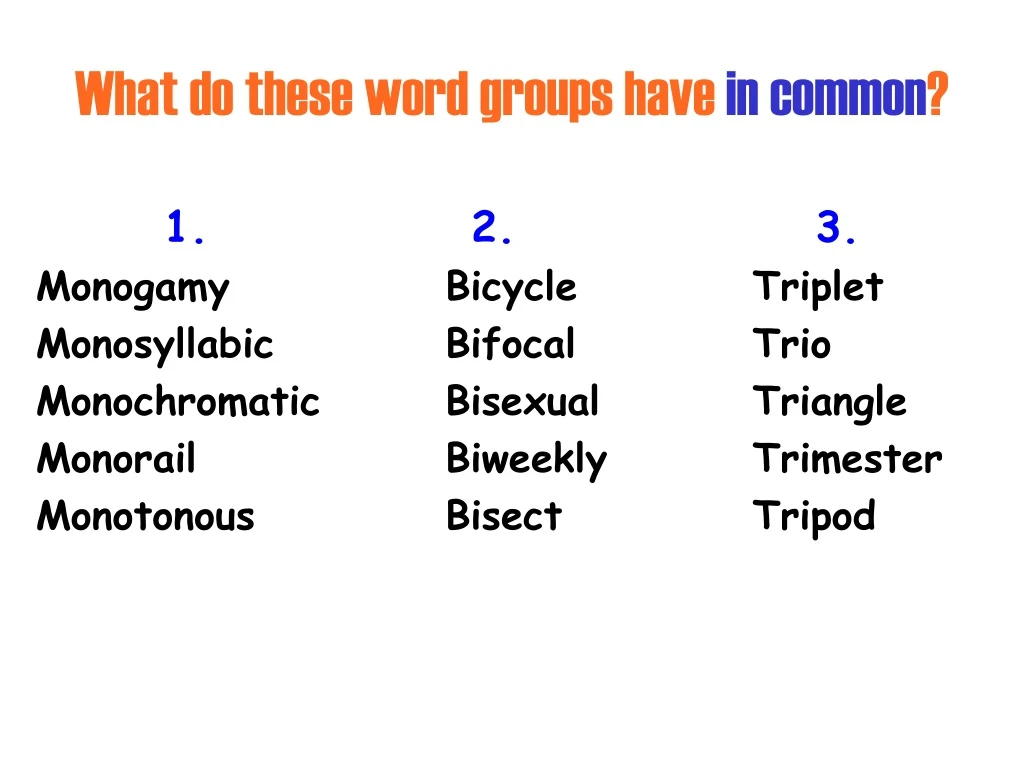 what do these word groups have in common