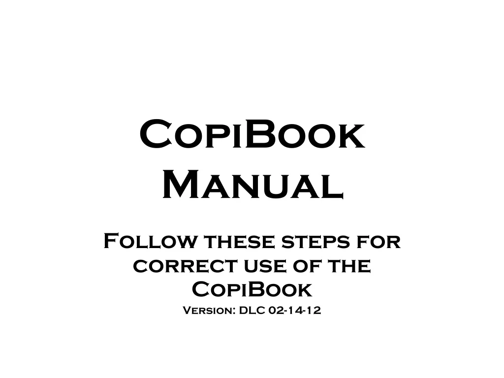 copibook manual