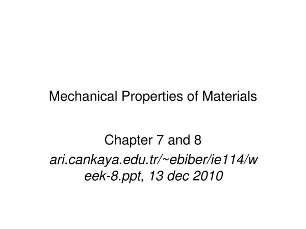 Mechanical Properties of Materials