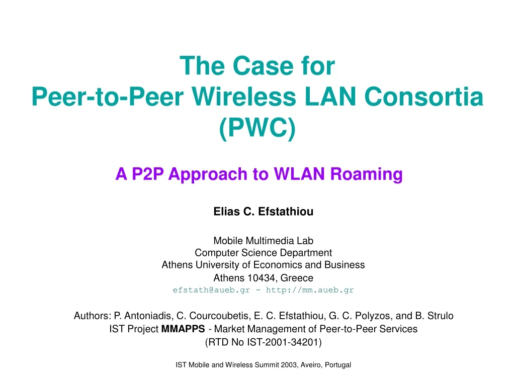 the case for peer to peer wireless lan consortia pwc