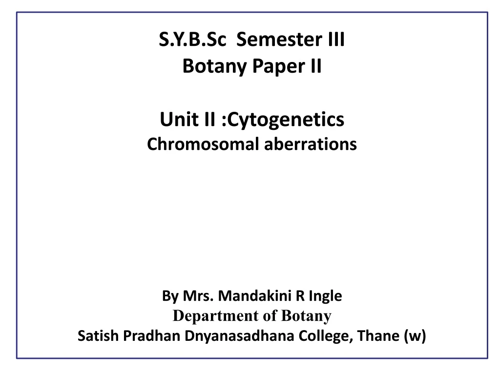 s y b sc semester iii botany paper ii unit