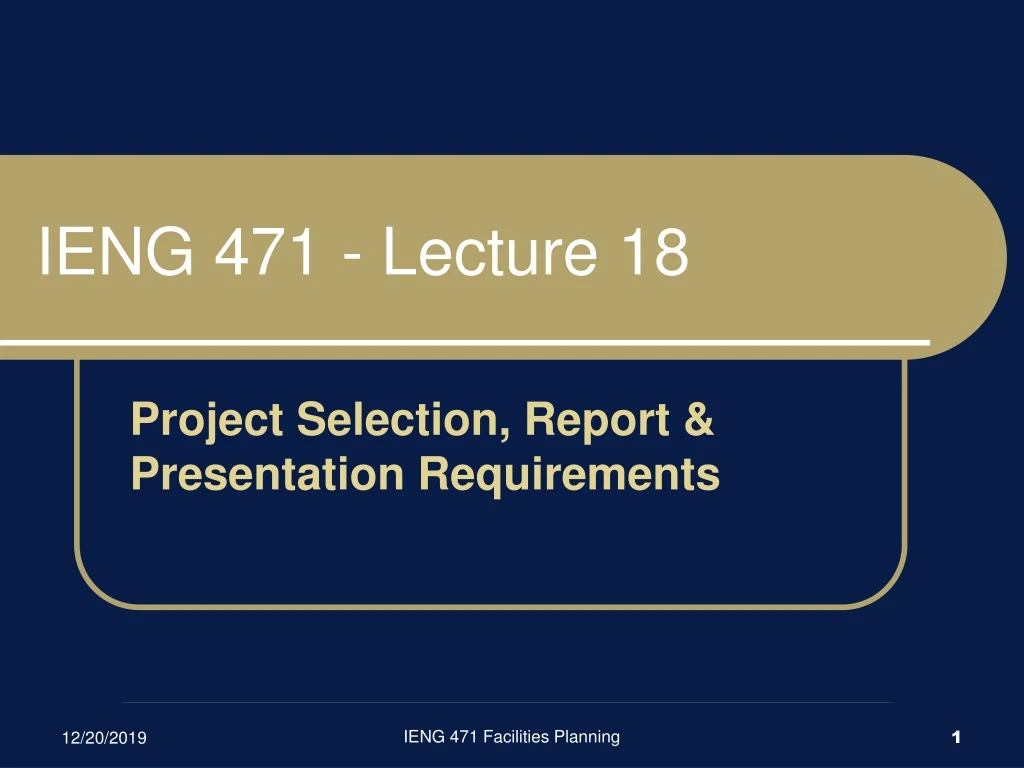 ieng 471 lecture 18