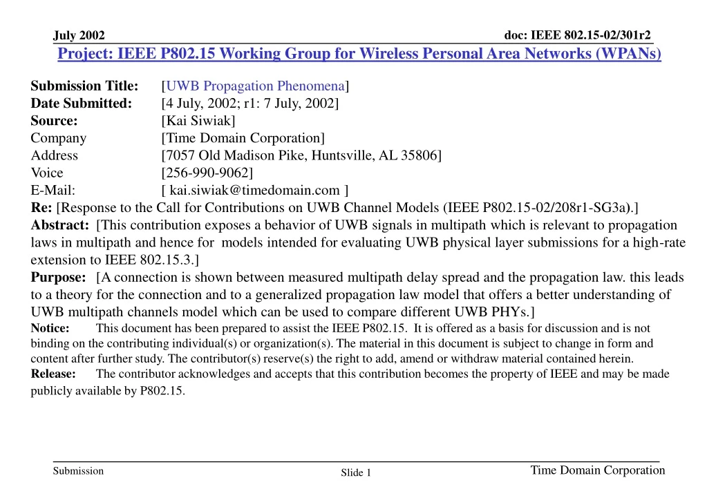 project ieee p802 15 working group for wireless