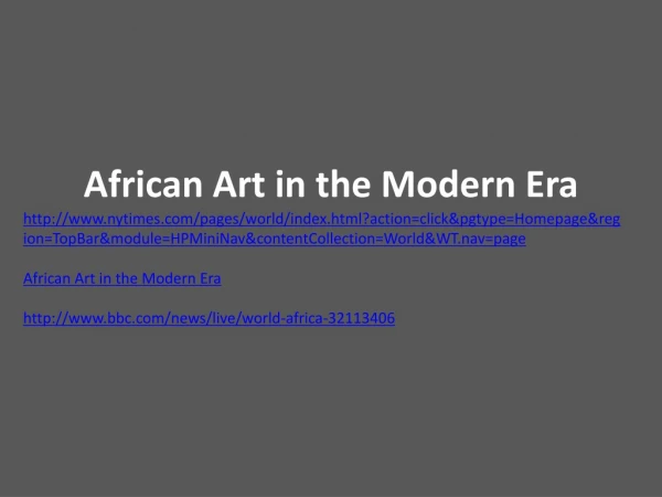 African Art in the Modern Era