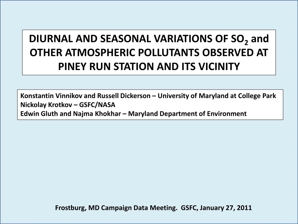 diurnal and seasonal variations of so 2 and other