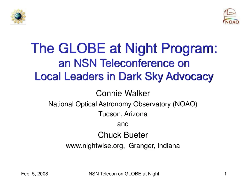 the globe at night program an nsn teleconference on local leaders in dark sky advocacy