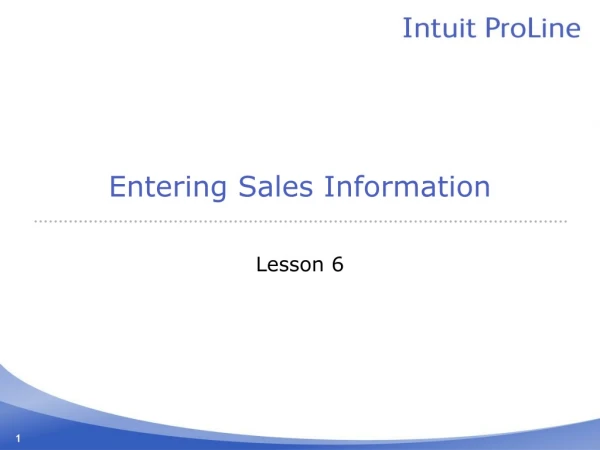 Entering Sales Information