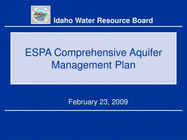 ESPA Comprehensive Aquifer Management Plan