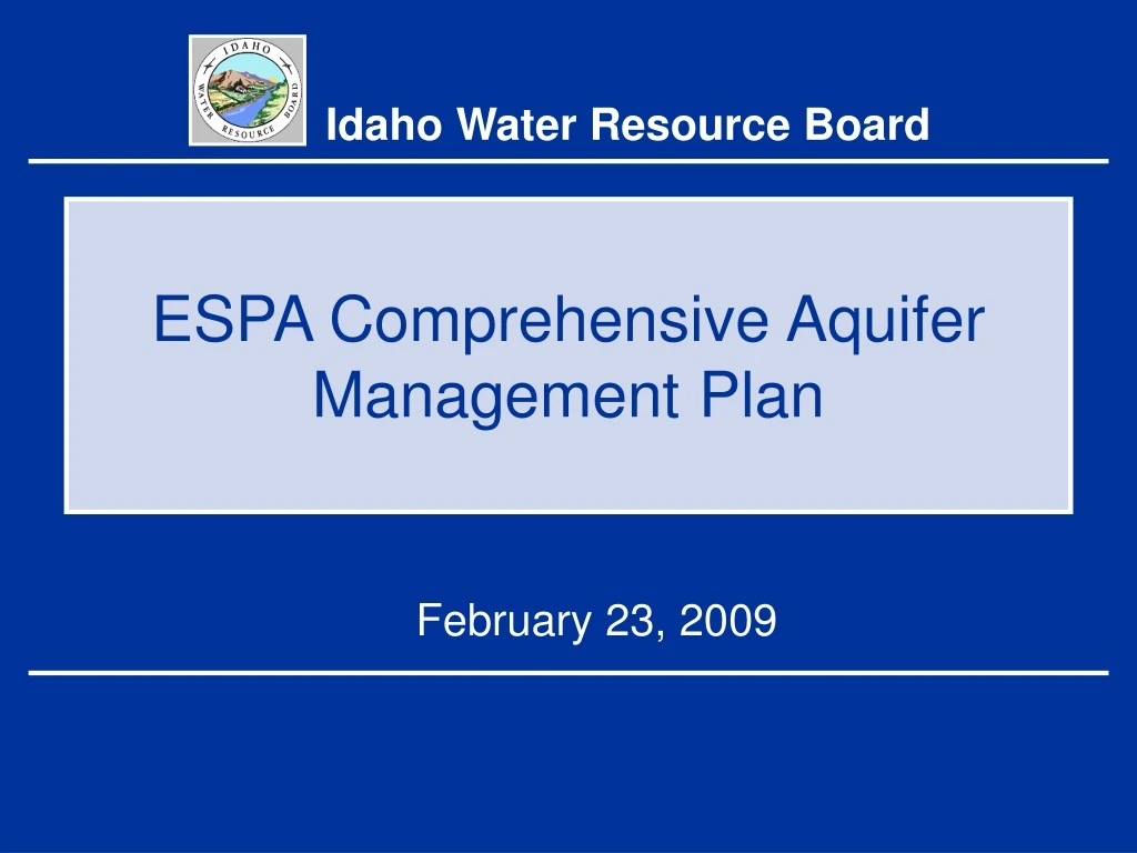 espa comprehensive aquifer management plan